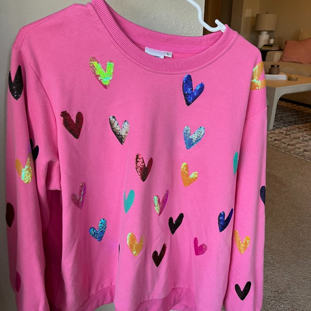 Queen of Sparkles Pink Heart Sweatshirt